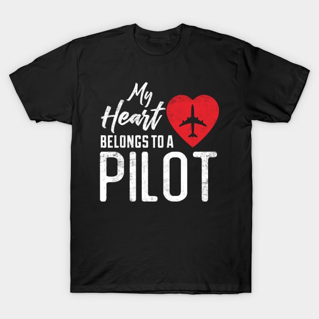 My Heart Belongs To a Pilot Boyfriend Husband Dad Gift From Wife T-Shirt by missalona